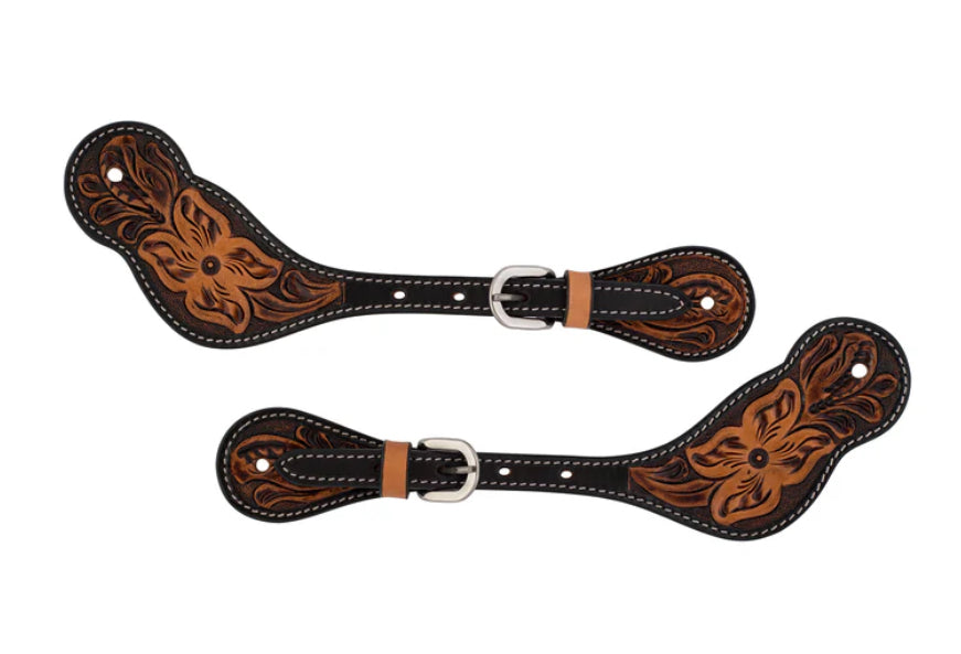 Weaver Men’s Turquoise Cross Floral Tooled Spur Straps