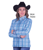 RHC Ladies Baby Blue Bling Plaid Western Show Shirt