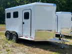 2025 Adam Mustang 2-Horse Slant Load All Aluminum Bumper Pull Trailer with Rear Tack and Dressing Room