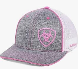 Ariat Grey & Pink Shield Logo Cap