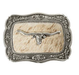 Blazin Roxx Long Horn Calf Hair Belt Buckle