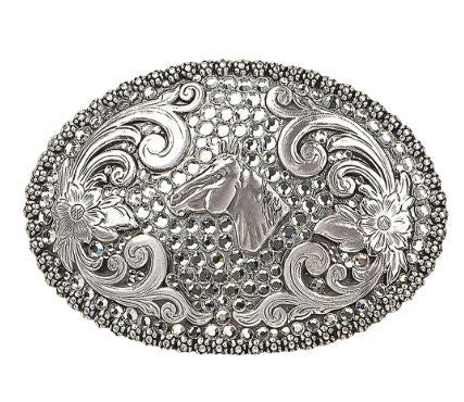 Blazin Roxx Crystal Horse Belt Buckle
