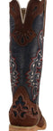 Women’s Rockin Leather Tall Distressed Brown Boot With Wide Square Toe in Blue