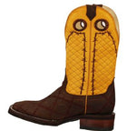 Men's Rockin Leather Barbed Wire Square Toe Western Boot