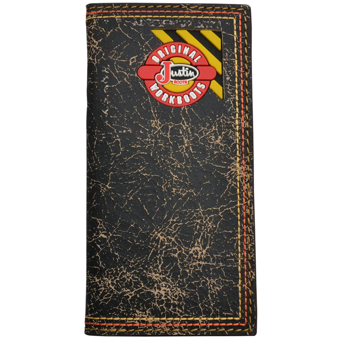 Justin Original Workboots Black Crackled Leather Outdoor Rodeo Wallet