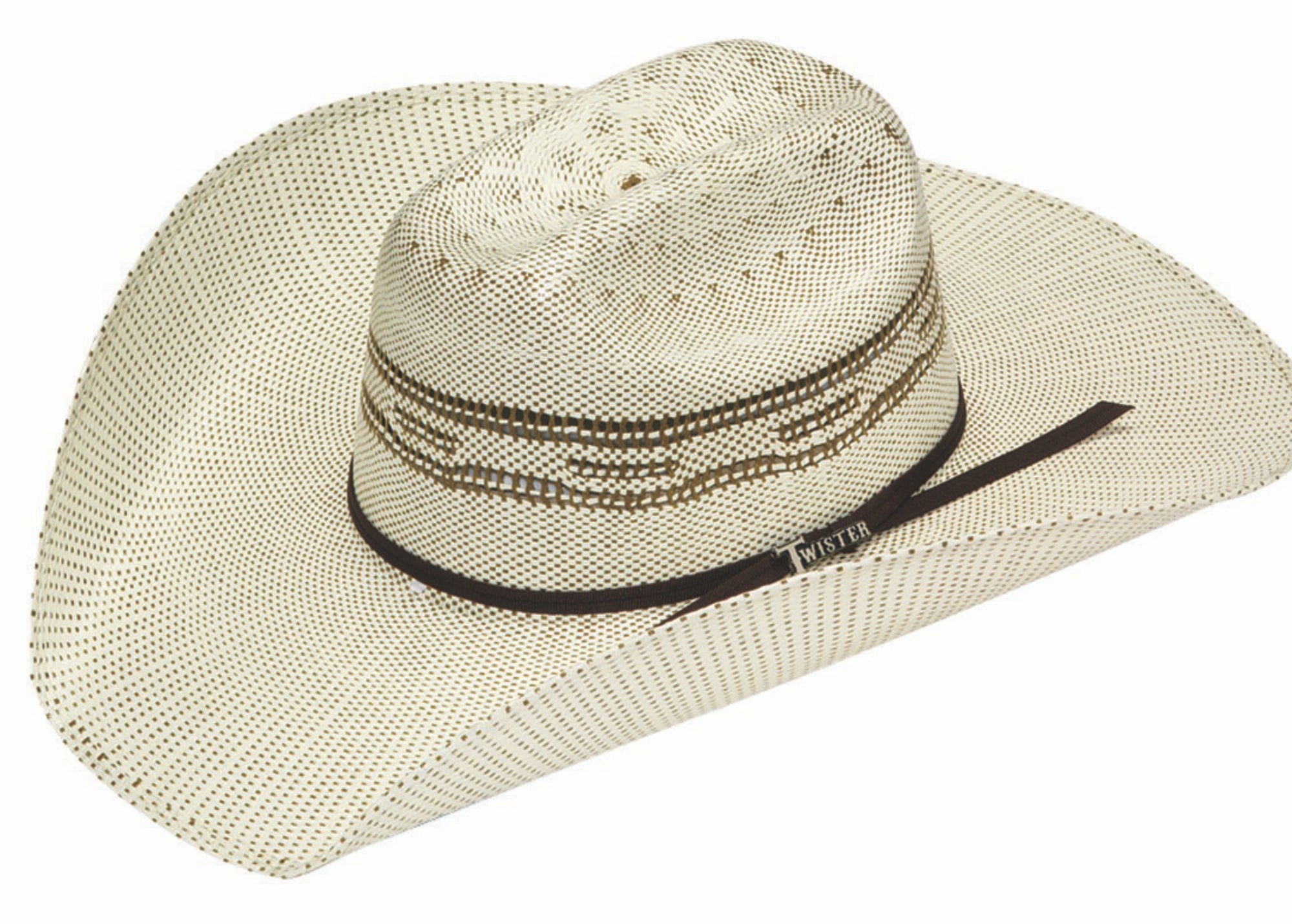 Twister Bangora Ivory/Brown Straw Western Hat