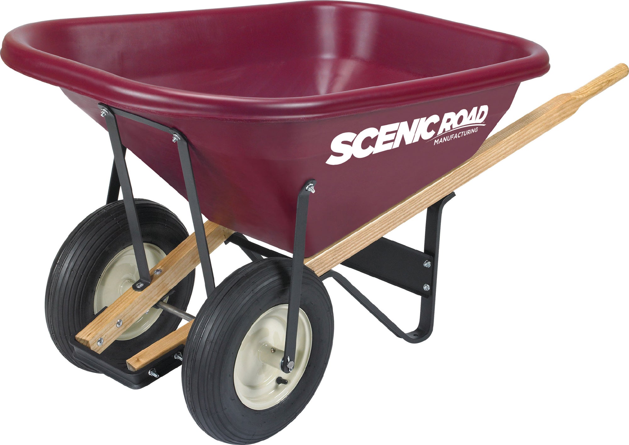 Scenic Road 8 Cubic Foot Dual Wheel Wheelbarrow W/Ribbed Tire