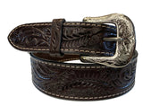 Ranger Belt Co Leather Tapered Acorn Tooled Belt
