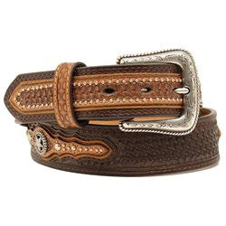 Men's Nocona Basketweave Star Concho Belt Brown