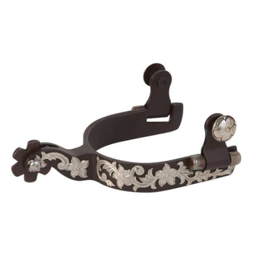 Ladies Weaver Antiqued Show Spur with German Silver Floral Trim