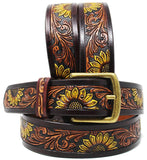 Challenger Western 1 1/2" Wide Rodeo Fashion Sunflower Tooled Leather Belt