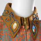 Ladies Western Collection Custom Orange and Teal Floral Kaleadoscope Show Shirt