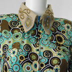 Ladies Western Collection Custom Aqua and Nutmeg Circles Show Shirt