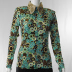Ladies Western Collection Custom Aqua and Nutmeg Circles Show Shirt