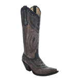Ladies’ Corral Dark Chocolate w/ Grey Overlay & Studs Boots