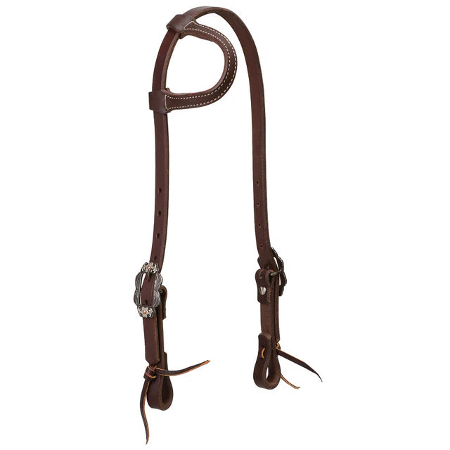 Weaver Working Tack Headstalls with Buffed Brown Floral Buckles
