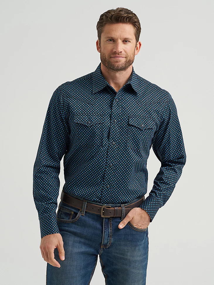 Men's Wrangler Retro Premium Long Sleeve Western Snap Printed Shirt