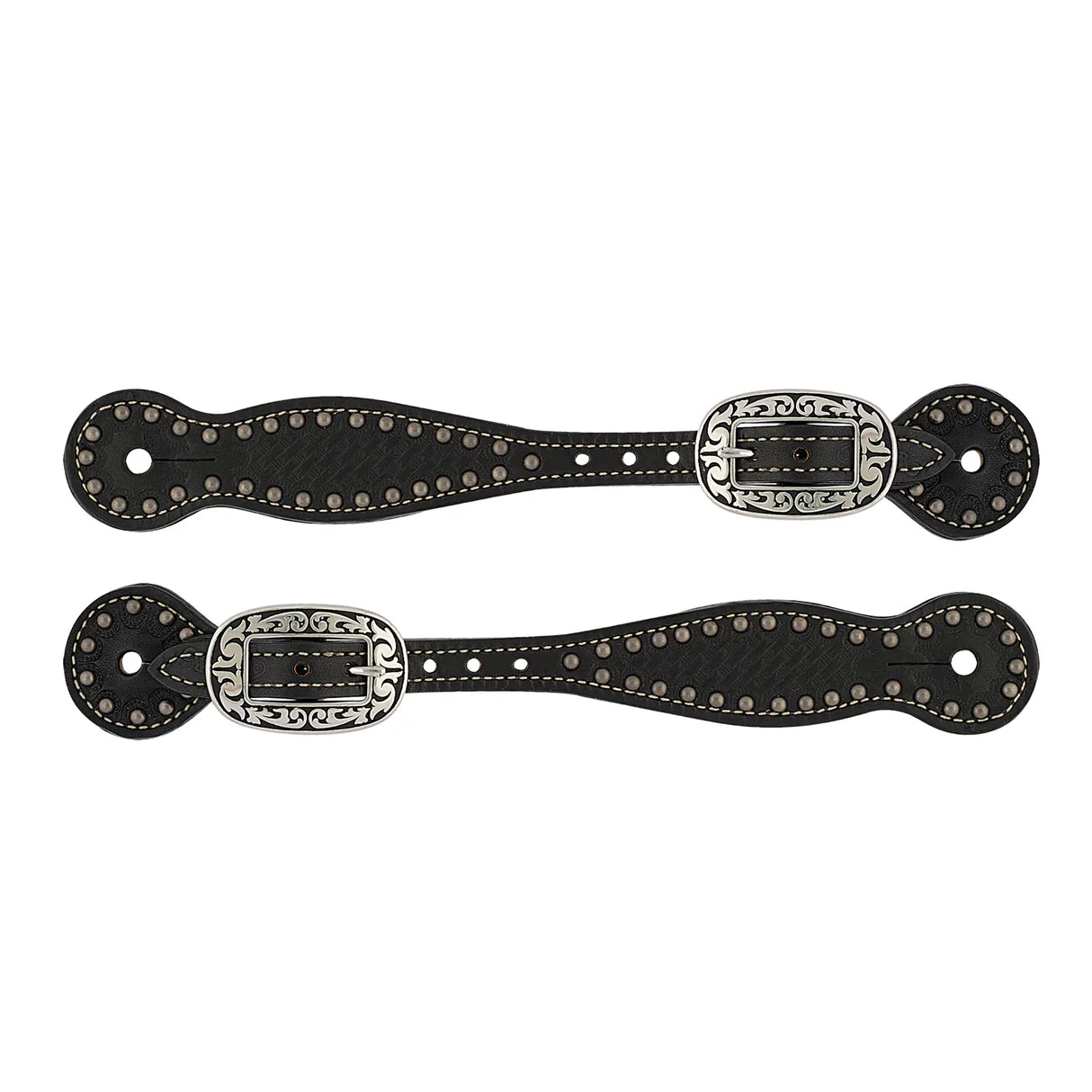 Weaver Basketweave Bridle Black Thin Leather Spur Straps