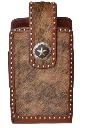 3D Brown Hide Hair Star Concho Cell Phone Case