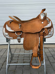 Used Blue Ribbon Custom Tack 17” Western Show Saddle with Saddle Bag