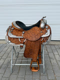 Used Phil Harris 16” Western Show Saddle with Saddle Bag
