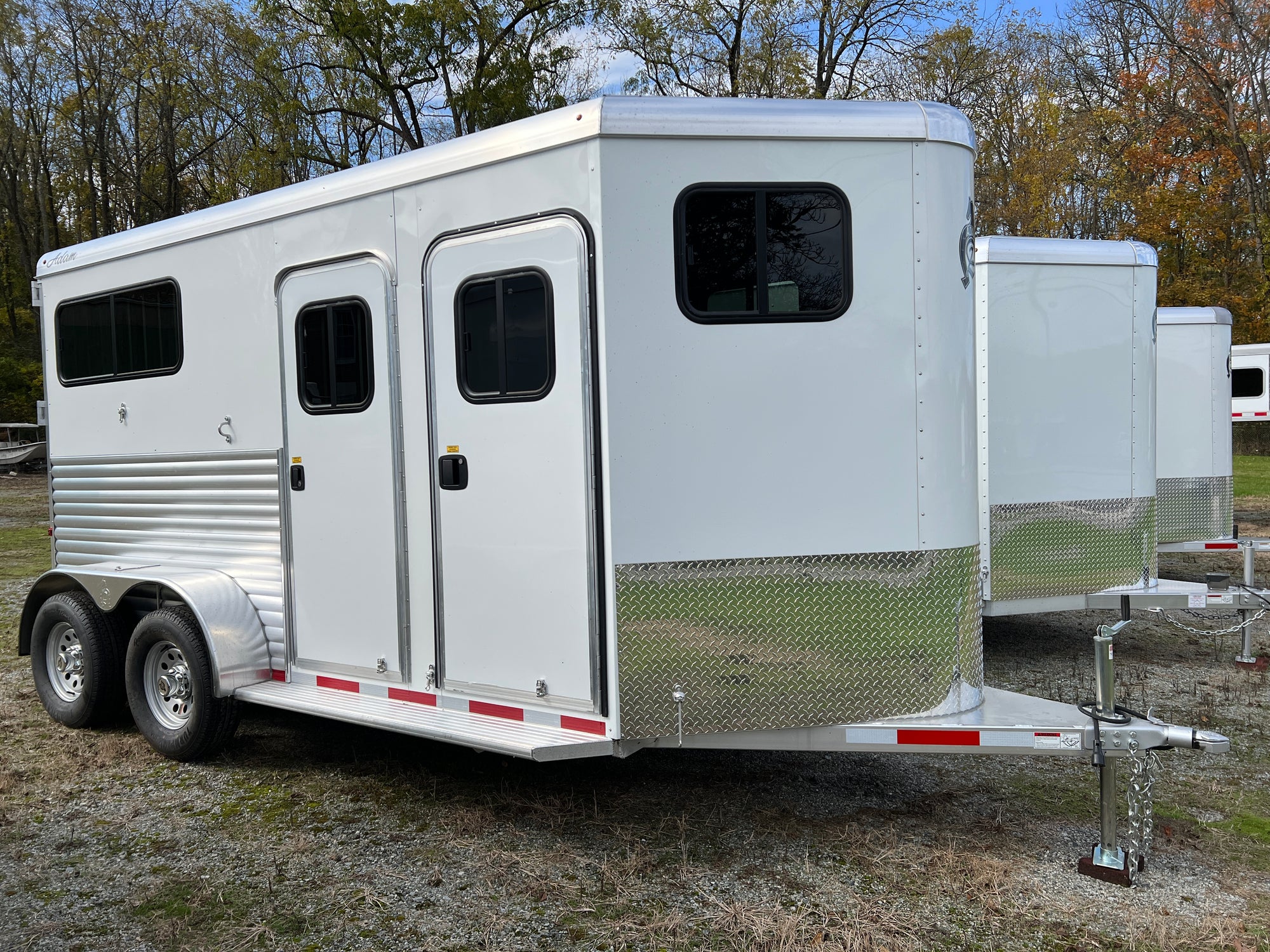 New Adam 2024 All Aluminum 2-Horse Ju-Lite 14' Thorobred Style Bumper Pull Trailer with Dressing Room.