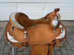 Used Blue Ribbon Custom Tack 17” Western Show Saddle with Saddle Bag