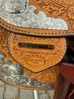 Used Blue Ribbon Custom Tack 17” Western Show Saddle with Saddle Bag
