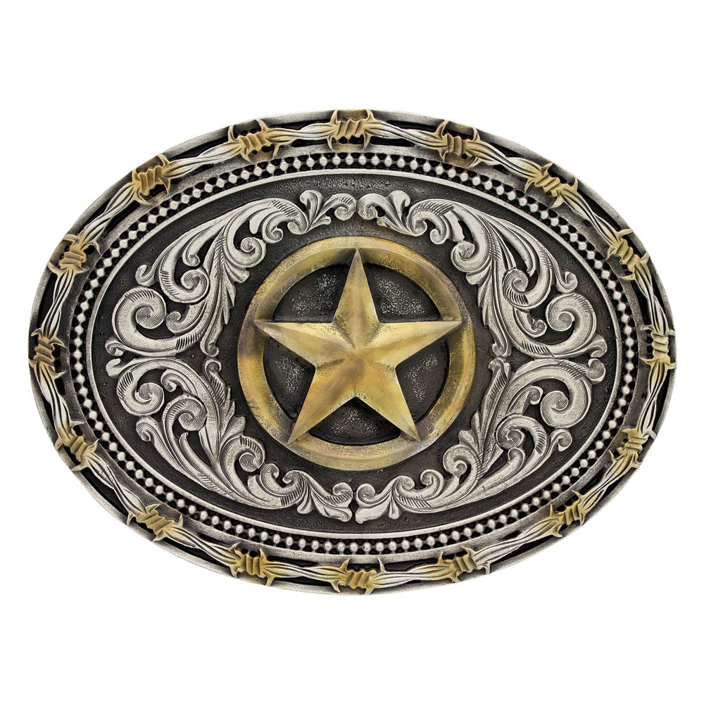 Montana Silversmith's Two-tone Rope & Barbed Wire Classic Impressions Lone Star Attitude Buckle