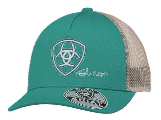 Ladies Ariat Turquoise Sheild Embroidery Cap