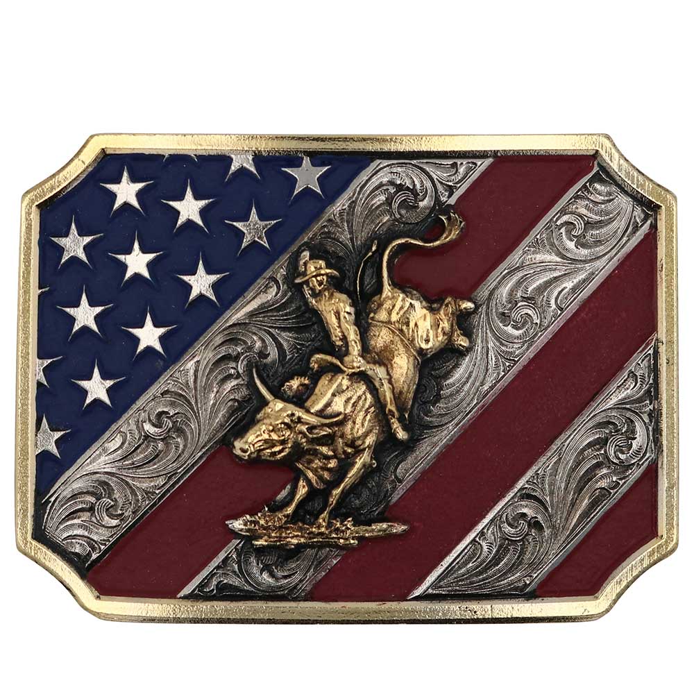 Montana Silversmith's Patriot Bull Rider Attitude Belt Buckle