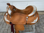 Used Blue Ribbon Custom Tack 17” Western Show Saddle with Saddle Bag