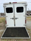 Used 2015 Adam 3 Horse All Aluminum Slant Load Gooseneck Trailer with Dressing Room and Rear Tack.