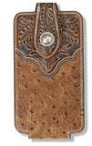 Ariat Large Ostrich Floral Tooled Brown Cell Phone Case