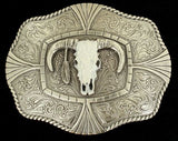 Nocona Steer Skull Western Belt Buckle