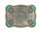 Blazin Roxx Flower Accent & Turquoise Stone Belt Buckle