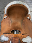 Used Blue Ribbon Custom Tack 17” Western Show Saddle with Saddle Bag