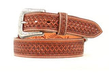 Nocona Tan Square Basket Tooled Belt