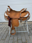 Used Blue Ribbon Custom Tack 17” Western Show Saddle with Saddle Bag