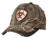 Men’s Ariat Logo Patch Cap with Barbed Wire