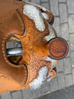Used Blue Ribbon Custom Tack 17” Western Show Saddle with Saddle Bag