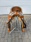 Used Blue Ribbon Custom Tack 17” Western Show Saddle with Saddle Bag
