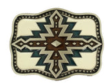 Nocona Ivory, Navy, & Brown Western Design Belt Buckle
