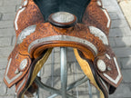 Used Silver Mesa 15.5” Western Show Saddle with Matching Breast Collar