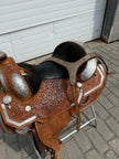 Used Silver Mesa 15.5” Western Show Saddle with Matching Breast Collar