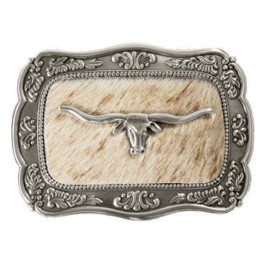 Blazin Roxx Long Horn Calf Hair Western Belt Buckle