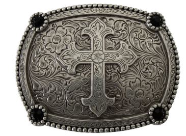 Blazin Roxx Floral Cross Western Belt Buckle