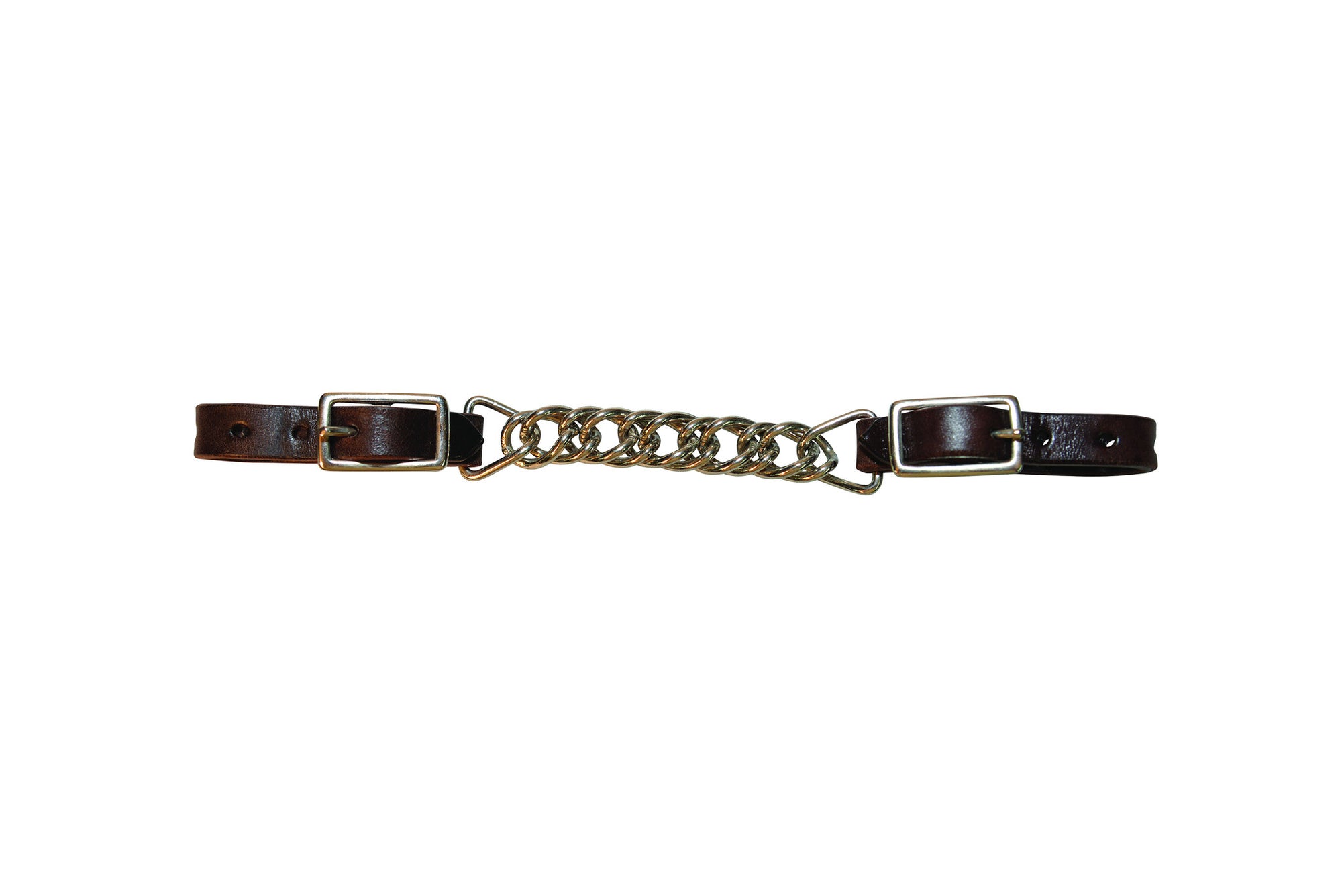 Circle Y Leather Curb Strap 3 1/2" Flat Chain - Walnut