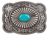 Blazin Roxx Oval Turquoise Fan Belt Buckle