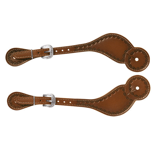 Weaver Leather Heart Border Hand Tooled Spur Straps
